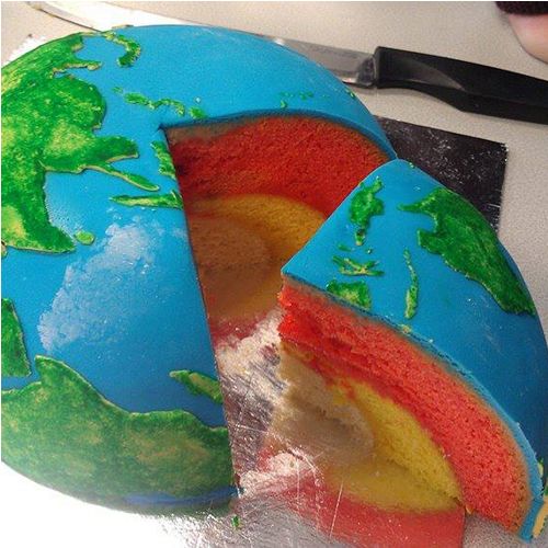 Kugelrunder Kuchen als Plaent Erde