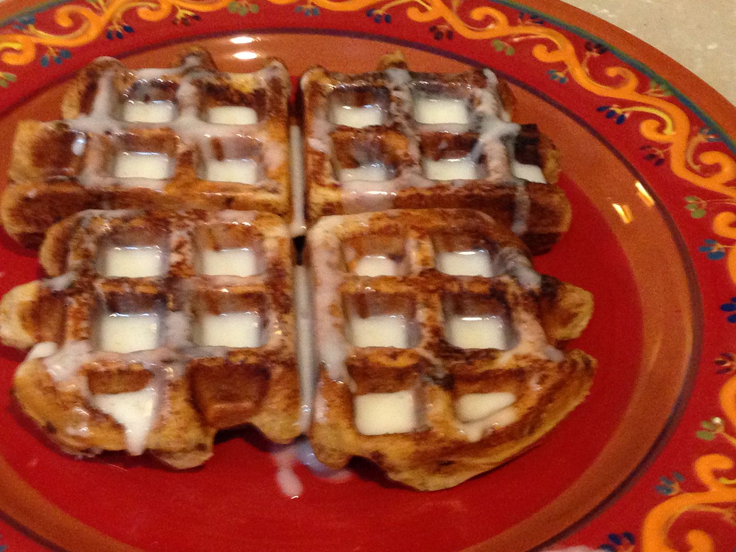 Waffle-Iron Style Pillsbury Cinnamon Rolls