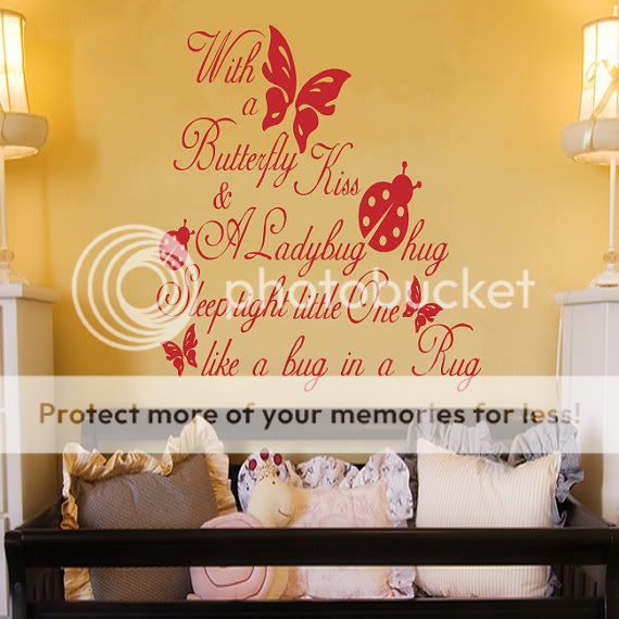 Butterfly Kiss Ladybug Hug Quote Wall decal  