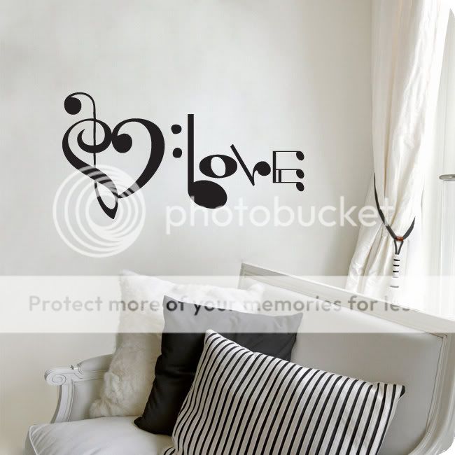 Music Notes Spelling Love Wall Decal Vinyl Art Sticker  