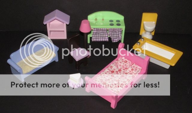 Lot KidKraft Doll House Wooden Furniture Kitchen Tub Toilet Bed Couch Lamp Cake